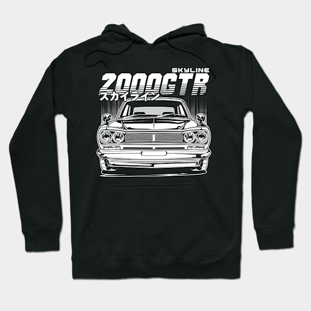 Skyline 2000GTR "Hakosuka" (White Print) Hoodie by idrdesign